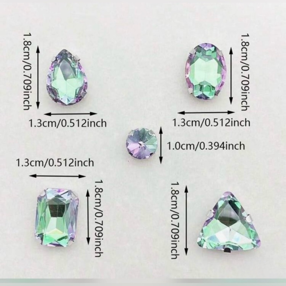 Decorative Iridescent Green & Pink Rhinestones | DIY & Sewing | New | 50 Pieces - Picture 5 of 6